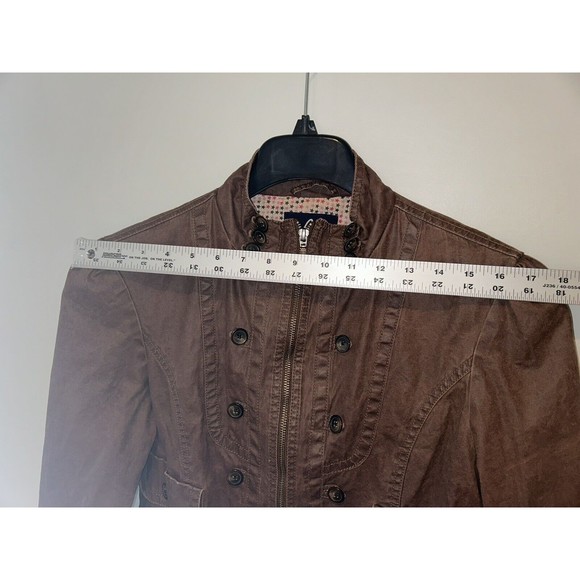 AI Authentic Icon Women's Jacket Brown Buttons Zipper Cotton Light Large - Picture 16 of 16